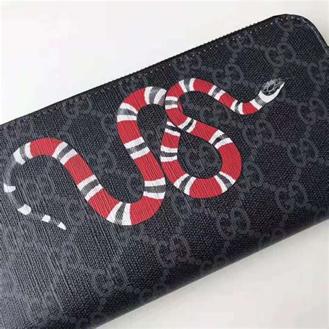 gucci kingsnake print bag|GG Supreme Black Kingsnake Print Large Wallet .